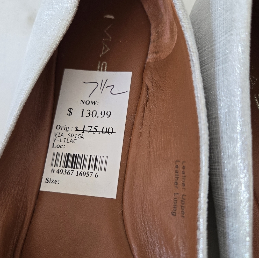 Via Spiga Lilac Sulver Ballet Flats Linen Leather Round Toe Classic size 7.5 - Picture 5 of 13